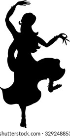 silhouette of girl dancer of Indian classical dance