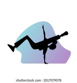 Silhouette girl dancing break dance. flat vector illustration.