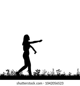  silhouette girl dancing dancing on nature