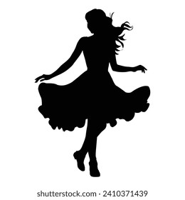silhouette of girl dancing on white 