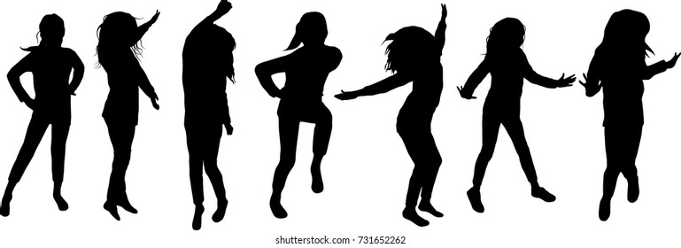 silhouette girl dancing vector