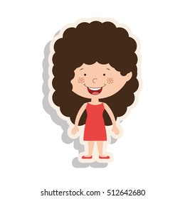 silhouette girl in dress and curly hair with shadow