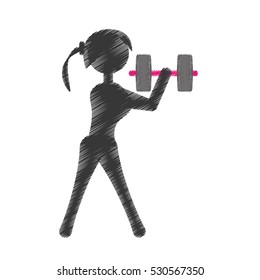 silhouette girl dumbbell fitness vector illustration eps 10