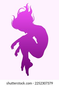 Silhouette of a girl in the embryo pose