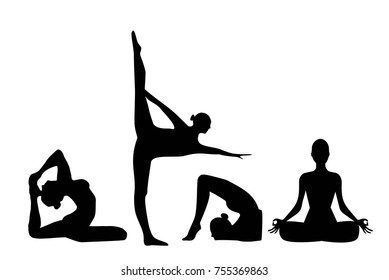 silhouette of a girl engaged in yoga