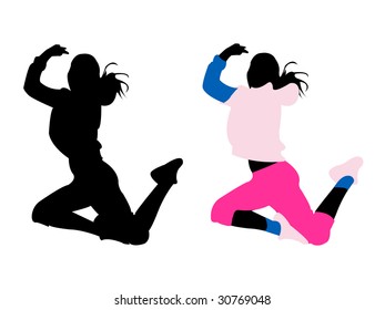 silhouette girl fitness, dance, exercise