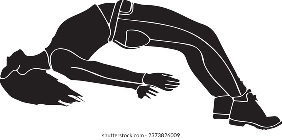 Silhouette of a Girl Floating in Air: Fantasy Flight "Floating Girl in Blue Dress: Whimsical Fantasy Silhouette"