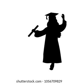 Silhouette Girl Graduation Finished Studying