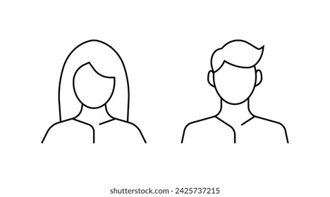 Silhouette of a girl and a guy. Linear style. Vector icons