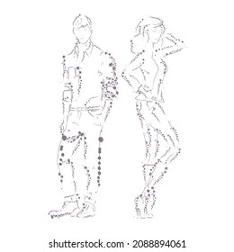 silhouette of a girl and a guy stylized with blots