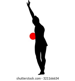 Silhouette girl  gymnast with the ball. Vector illustration.