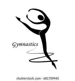 
Silhouette of girl gymnast vector