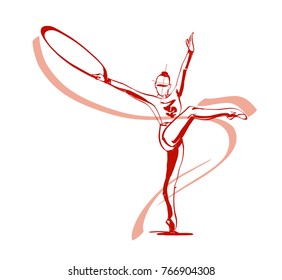 silhouette of girl gymnastics