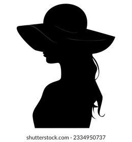 silhouette of a girl in a hat vector illustration