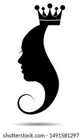 Silhouette of girl head, Beauty Queen