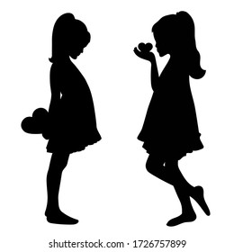 Silhouette of a girl with a heart for carving