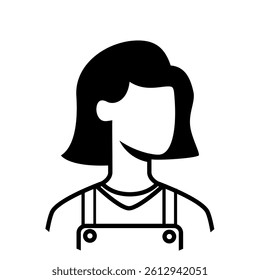silhouette of a girl icon avatar profile picture faceless anonymous flat ui image outline vector illustration
