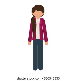 silhouette girl in jeans with jacket without face