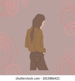 silhouette of a girl in jeans. Warm, earthy shades