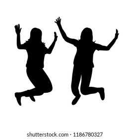 Silhouette Girl Jumping Stock Vector (Royalty Free) 1186780327 ...