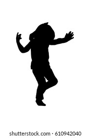 Silhouette girl jumping vector  black