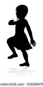 Silhouette of girl kid child having fun