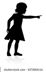 Silhouette of girl kid child having fun