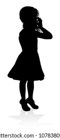 Silhouette of girl kid child having fun