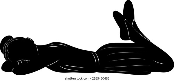 silhouette girl lies on a white background isolated, vector