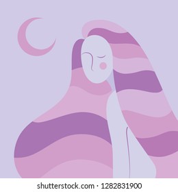Silhouette of a girl with long hair