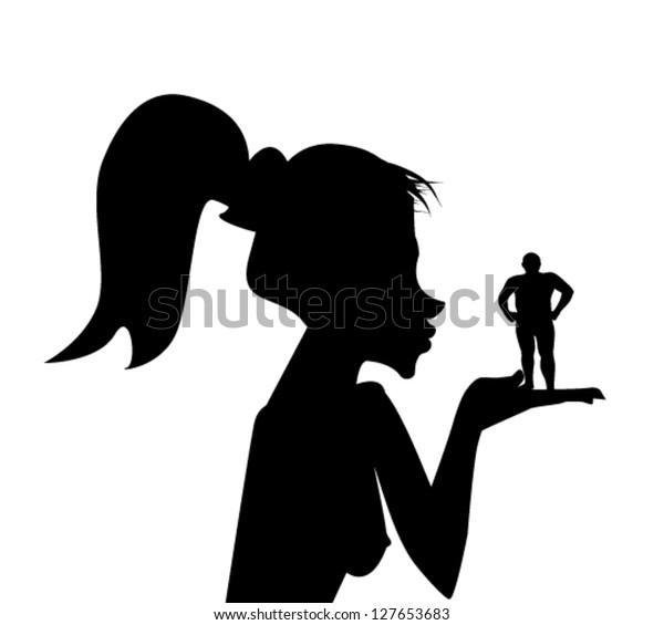 Silhouette Girl Man Hand Stock Vector (Royalty Free) 127653683 ...