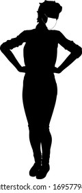 Silhouette of girl in a medical mask