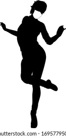 Silhouette of girl in a medical mask