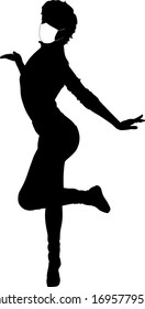 Silhouette of girl in a medical mask