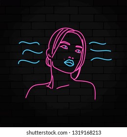 Silhouette Girl Neon Style Vector Illustration Stock Vector (Royalty ...