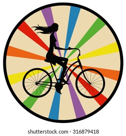 silhouette girl on bike