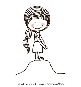 silhouette of girl on a mountain
