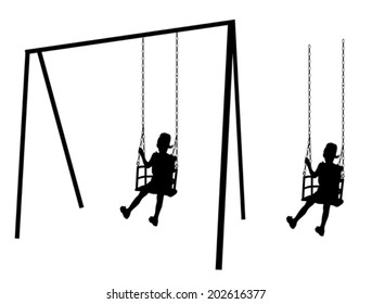 Silhouette Girl On Swing On White Stock Vector (Royalty Free) 202616377 ...