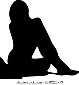 silhouette girl on white background. vector illustration