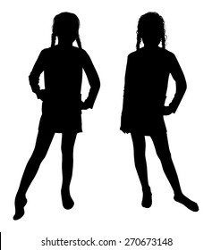 the silhouette of a girl on a white background vector