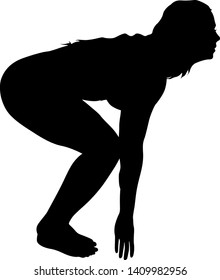 Silhouette girl on yoga class in pose on a white background