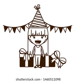 silhouette of girl with party hat in birthday celebration