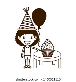silhouette of girl with party hat in birthday celebration
