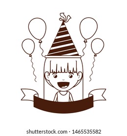silhouette of girl with party hat in birthday celebration