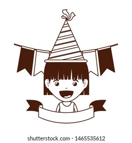 silhouette of girl with party hat in birthday celebration
