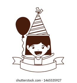 silhouette of girl with party hat in birthday celebration