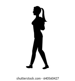 silhouette girl ponytail with package