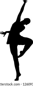 silhouette  and girl in the pose of dance
