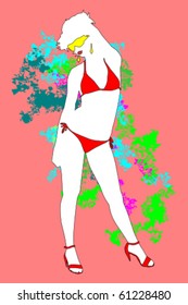 Silhouette of girl posing. Vector