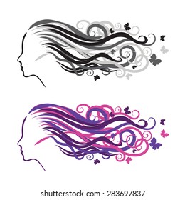 Silhouette of a girl in profile. Logo for beauty salons